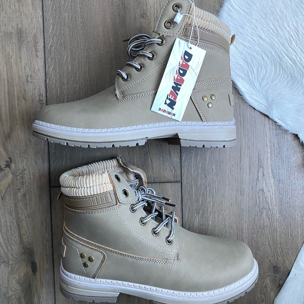 Taupe Workboot Looking Fashion Boot | Size 39 or Size 8